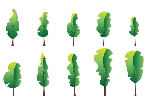 Ilustración Vectorial Árbol Verde Amarillo Degradado Diseño Plano — Archivo Imágenes Vectoriales