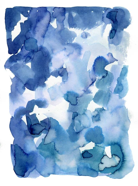 Surreal blue gradient watercolor paint wash on paper. Abstract p — Stock Photo, Image