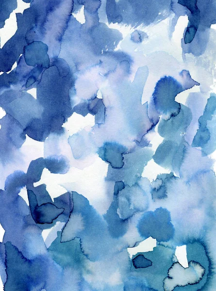 Surreal blue gradient watercolor paint wash on paper. Abstract p — Stock Photo, Image