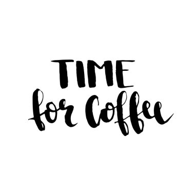 Zaman kahve kartı. El olumlu alıntı çekilmiş. Mürekkep çizim.