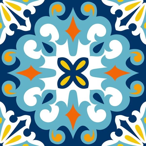Ornamento tradicional oriental, patrón inconsútil mediterráneo, diseño de azulejos, ilustración vectorial . — Vector de stock