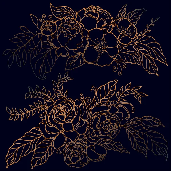 Ilustración vectorial de un borde floral flores . — Archivo Imágenes Vectoriales