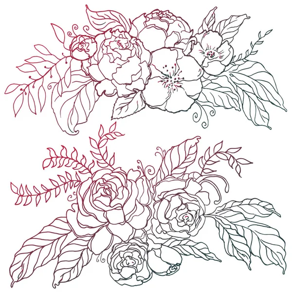 Ilustración vectorial de un borde floral flores . — Archivo Imágenes Vectoriales