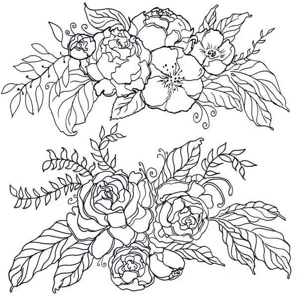 Ilustración vectorial de un borde floral flores . — Archivo Imágenes Vectoriales