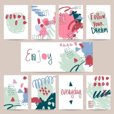 El çizim tasarım ile şirin yaratıcı kartların ayarla. 