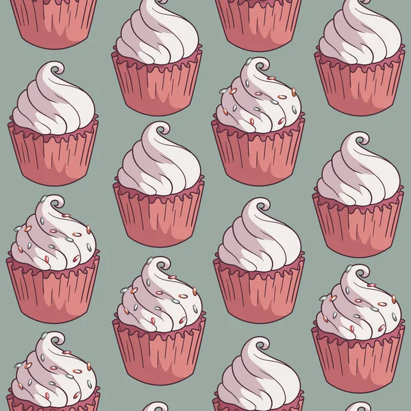 Patrón sin costuras con cupcakes. — Archivo Imágenes Vectoriales