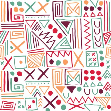 Elle çizilmiş etnik geometrik seamless modeli.