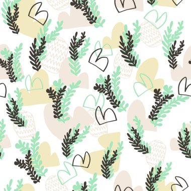 Yaprakları ile çiçek seamless modeli.