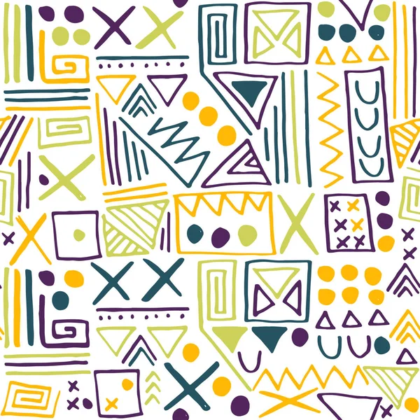 Handgezeichnete ethnische geometrische nahtlose Muster. — Stockvektor
