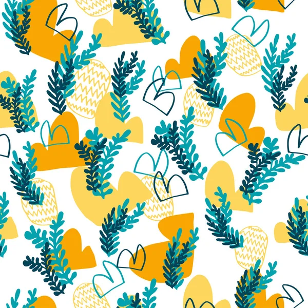 Yaprakları ile çiçek seamless modeli.