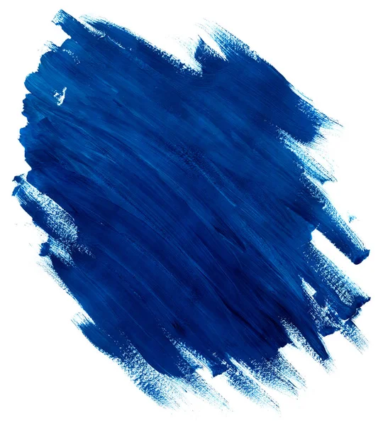 Gouache acrílico azul abstracto pintado a mano de fondo. Aislado sobre fondo blanco . — Foto de Stock