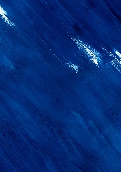 Gouache Acrílico Azul Abstracto Pintado Mano Fondo Aislado Sobre Fondo —  Fotos de Stock