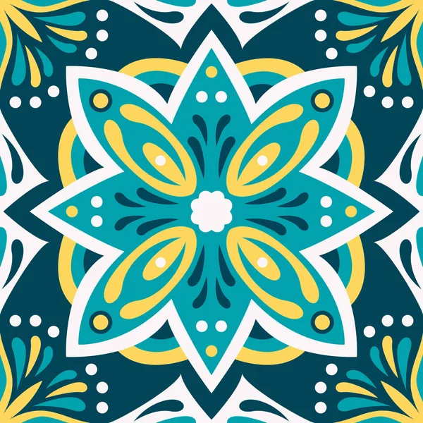 Ornamento tradicional oriental, patrón inconsútil mediterráneo, diseño de azulejos, ilustración vectorial . — Vector de stock