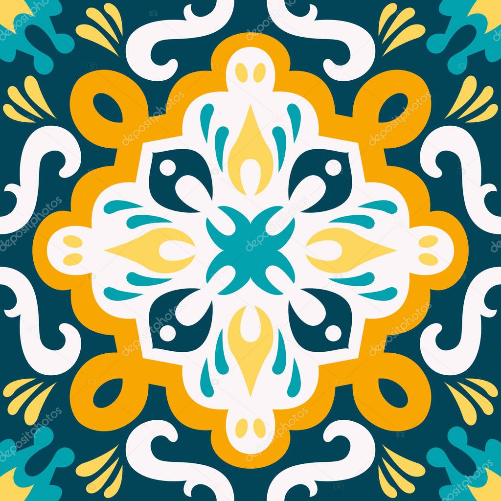 Oriental traditional ornament, Mediterranean seamless pattern, tile design, vector illustration.