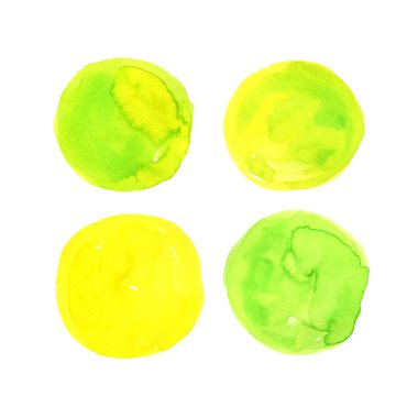 Sarı ve yeşil suluboya fırça darbeleri. Tasarım için arkaplan