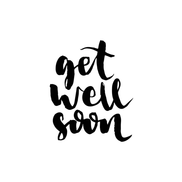 Get well soon vector text on color background. Lettering for invitation and greeting card, prints and posters. Hand drawn inscription, calligraphic design — 스톡 벡터