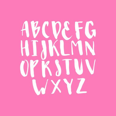 Elle çizilmiş harf topluluğu. Vektör alfabe. Elle çizilmiş harfler. Mürekkep çizim. Modern fırça hat. Beyaz arka plan üzerinde izole.