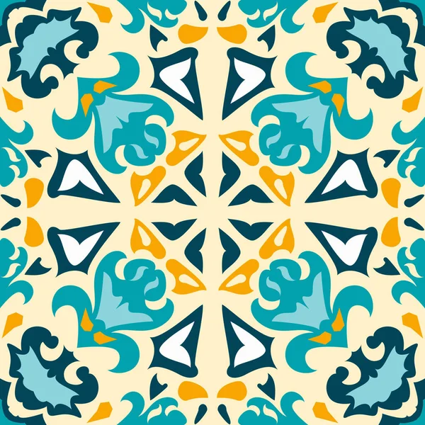 Ornamento Tradicional Oriental Patrón Inconsútil Mediterráneo Diseño Azulejos Ilustración Vectorial — Archivo Imágenes Vectoriales