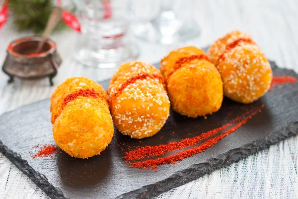 Croquetes de batata crocante pão — Fotografia de Stock