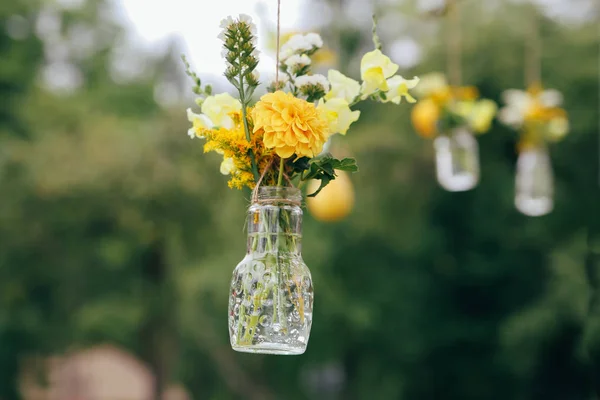 Girassóis Flores Blum Amarelo Com Decoração Rústica — Fotografia de Stock