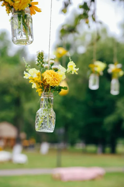 Girassóis Flores Blum Amarelo Com Decoração Rústica — Fotografia de Stock