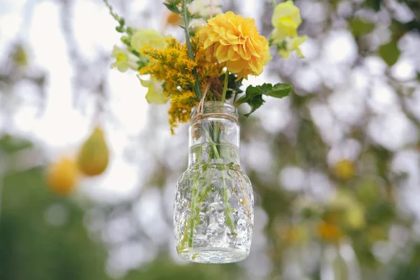 Girassóis Flores Blum Amarelo Com Decoração Rústica — Fotografia de Stock