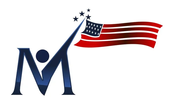 Americké nezávislosti den počáteční M — Stockový vektor