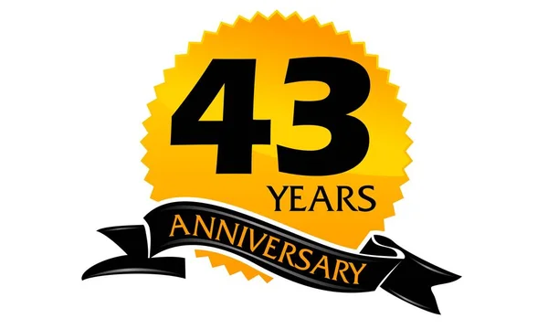43 Years Ribbon Anniversary — Stock Vector