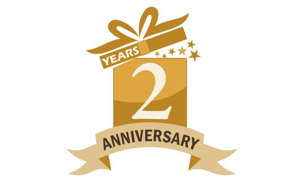 2 Years Gift Box Ribbon Anniversary 