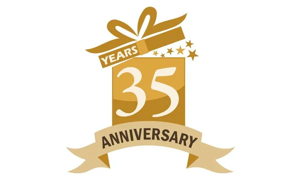 35 anni regalo scatola nastro anniversario — Vettoriale Stock