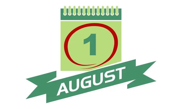 1 Августа Календарь с лентой — стоковый вектор