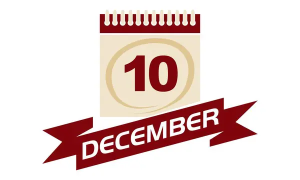 10 Δεκεμβρίου ημερολόγιο με κορδέλα — Διανυσματικό Αρχείο