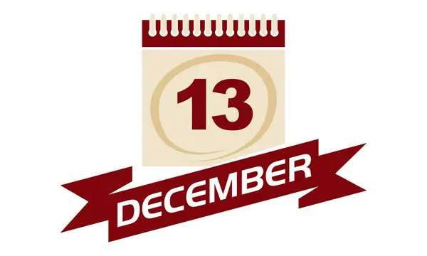 13 December Calendar with Ribbon — Stock Vector