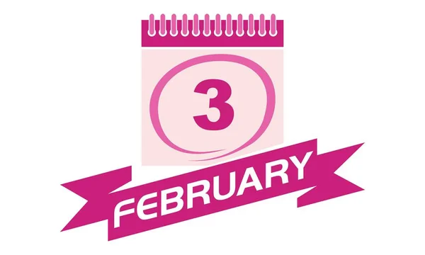 3 Calendario de febrero con cinta — Vector de stock