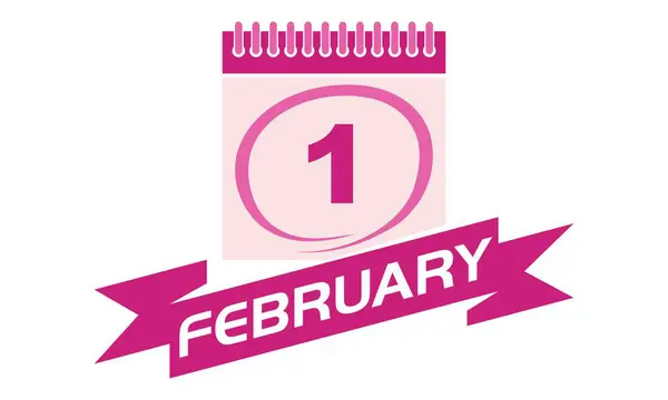 1 Febrero Calendario con Cinta — Vector de stock