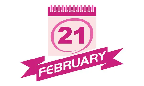 21 Febrero Calendario con Cinta — Vector de stock