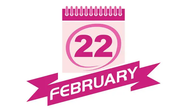 22 Febrero Calendario con Cinta — Vector de stock