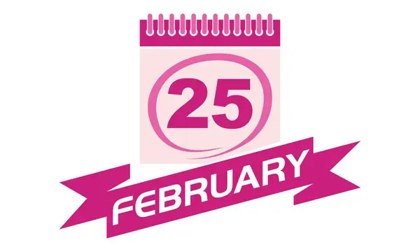 25 Febrero Calendario con Cinta — Vector de stock