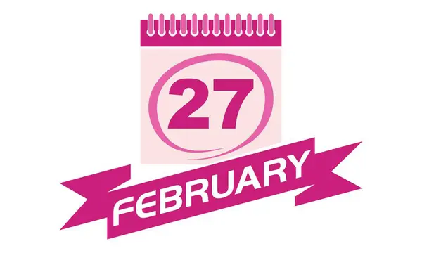 27 Febrero Calendario con Cinta — Vector de stock