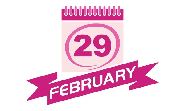 29 Febrero Calendario con Cinta — Vector de stock