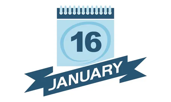 16 Enero Calendario con Cinta — Archivo Imágenes Vectoriales
