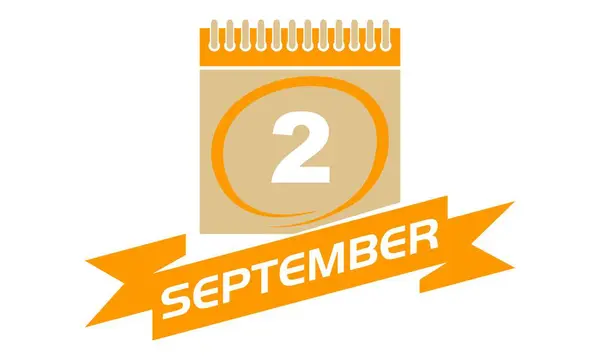 2 septembre Calendrier avec ruban — Image vectorielle