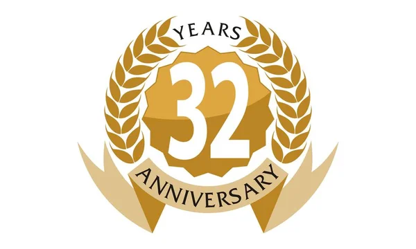 32  Years  Ribbon Anniversary — Stock Vector