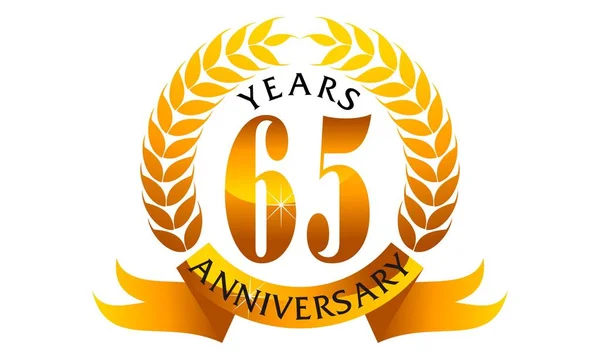65  Years  Ribbon Anniversary — Stock Vector
