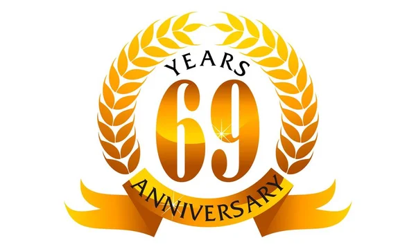 69 anos de aniversário da fita — Vetor de Stock