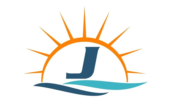 Welle Sonnenuntergang Initial j — Stockvektor