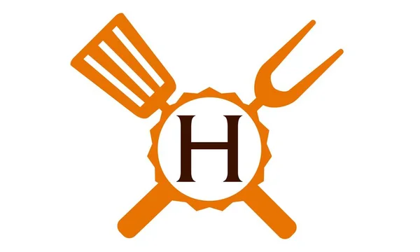 Logotipo Restaurante Carta H —  Vetores de Stock