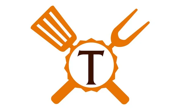 Logo Restaurant Buchstabe t — Stockvektor