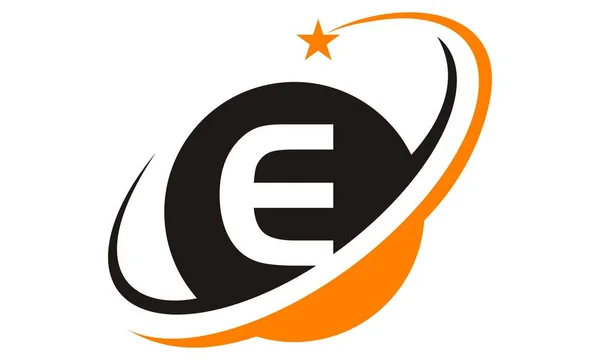 Stjärnigt Swoosh bokstaven E — Stock vektor