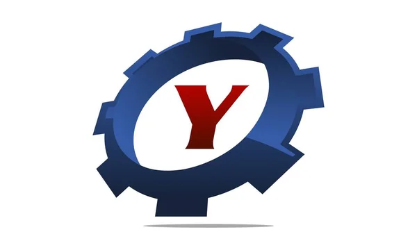 Gear lösning logotyp bokstaven Y — Stock vektor